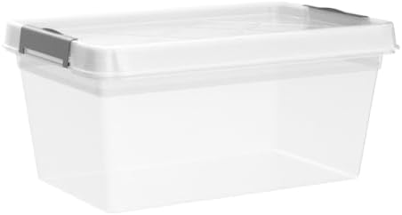 4 x 5 l opbergboxen met deksel, voedselveilig, sluitclips, kunststof box van 100% nieuw materiaal, transparant, kledingboxen, stapelbaar