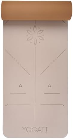 Yogamat antislip, vrij van schadelijke stoffen, met draagriem. Yogamat met uitlijningslijnen. Ideaal als gymnastiekmat, sportmat, fitnessmat,
