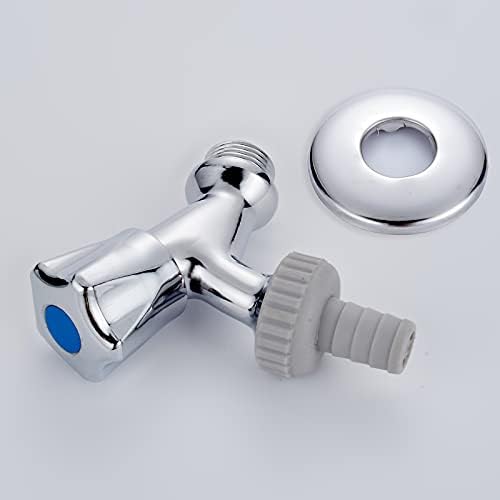 Apparaatkraan 1/2 inch wandaansluiting, 3/4 inch uitlaat (voor aansluiting op wasmachine/vaatwasser), terugslagklep, zilver