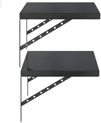 Wandplanken 2 stuks 50x40 cm Zwart Roestvrij staal, zwevende plank, hangende plank, wandplank, plank, plankblad, cd-plank, dvd-plank