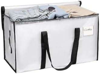 Set van 2 doorzichtige opbergzakken voor kleding, waterafstotende, verstevigde opbergzakken, opvouwbare opbergboxen van 91 l, kledingkast-organizer, verhuiszakken voor beddengoed, C