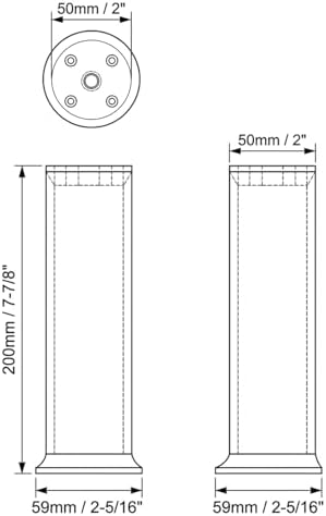 4 stuks verstelbare meubelpoten van roestvrij staal 20 cm, 10 mm verstelbaar, draagvermogen 200 kg, voor bank, bed, tafel, kast