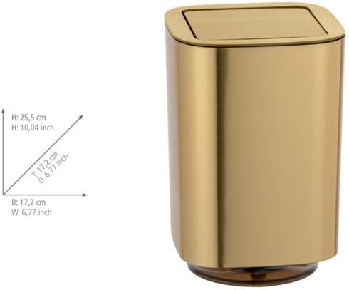 Auron Gold afvalbak met scharnierend deksel 5,5 liter kunststof cosmetica-bak met afneembaar deksel