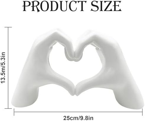 Hartvormig handbeeldje, hart-hand-sculptuur, liefdesvinger-decoratie, hart-handen-beeldje, gebarenbeeldjes en sculpturen, romantisch beeldje, woonaccessoire