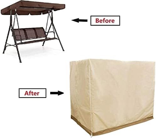 Afdekhoes voor grote 3-zits tuinschommel met ritsen, waterdicht, stofdicht, hangmat-tuinafdekhoes, groen (215 x 150 x 150 cm)