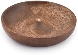 Ronde houten wierookschaal, wierookschaalhouder, asopvangbak voor interieur, thuiskantoor, club, aromatherapie (5 x 5 x 1 inch)