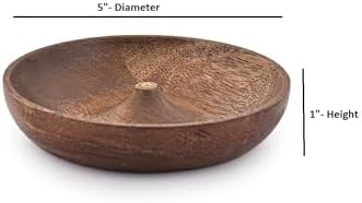 Ronde houten wierookschaal, wierookschaalhouder, asopvangbak voor interieur, thuiskantoor, club, aromatherapie (5 x 5 x 1 inch)