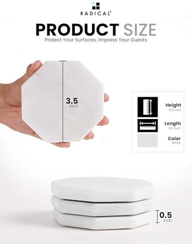 Marmeren onderzetters, set van 6, 3,5" handgemaakte stervormige onderzetters voor drankjes, ideale onderzetters, baraccessoires, wit