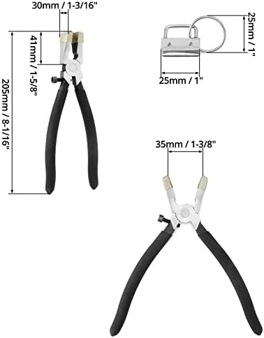 Pakket van 40 zilveren lanyard-blanks met sleutelring en 1 vouwtang, voor 25 mm breed bandmateriaal