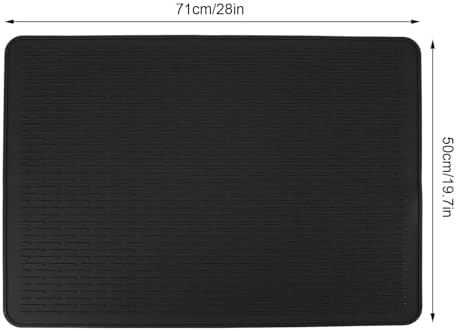 Siliconen afdruipmat, 71 x 50 cm, afdruipmat voor servies, afdruipmat, gootsteenmat voor de keuken om servies en glazen te drogen (zwart)