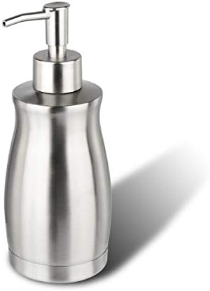 Zeepdispenser van roestvrij staal, 400 ml, afwasmiddeldispenser met 2 pompkoppen en borstels, navulbare zeepdispenser, geschikt voor handzeep, shampoo, douchegel, wasmiddel, keuken, badkamer