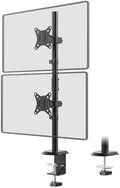 Monitorbeugel voor 2 monitoren, extra hoge stang van 80 cm, verticale stapelbare monitorbeugel voor 17- tot 32-inch monitoren tot 9 kg, dubbele monitorstandaard met zwenk-, kantel- en draaifunctie