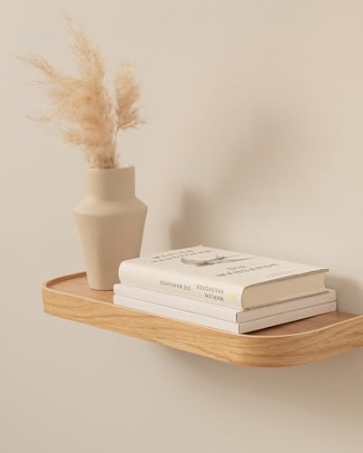 Wandplankenset „Toke“ | 2 hangplanken van echt houtfineer | Zwevende houten plank als wanddecoratie en opbergruimte voor badkamer, woonkamer, keuken,