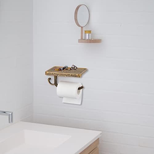 Toiletrolhouder met opbergvak, toiletrolhouder om in te boren, wandbevestiging, toiletrolhouder in antieke en vintage stijl voor de badkamer