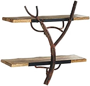 Wandrek Hangrek Boekenrek – AST Tak – 2 planken – 46x15x45 cm – IJzer Hout