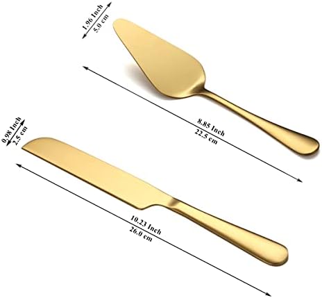 Gouden taartmes- en serveerset, roestvrij staal, titanium, verguld, taartschep en taartschep voor de bruiloft, inclusief taartuitsteker en taartschep