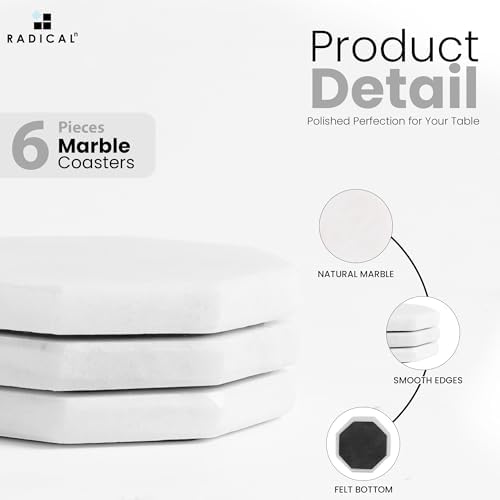 Marmeren onderzetters, set van 6, 3,5" handgemaakte stervormige onderzetters voor drankjes, ideale onderzetters, baraccessoires, wit