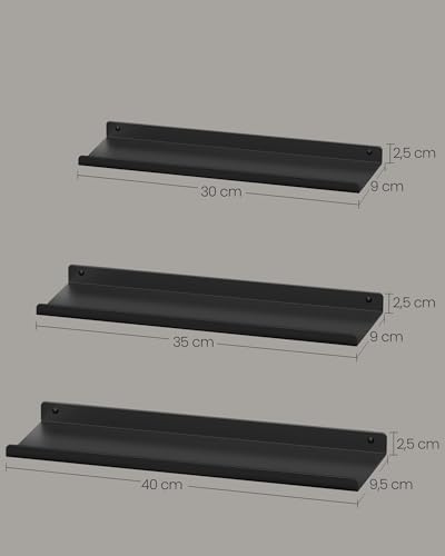 Set van 3 metalen wandplanken, zwevende planken, industrieel design