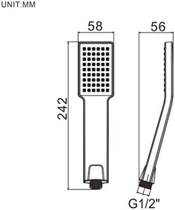 Vierkante douchekop, waterbesparende handdouche in modern design, premium douchekop in chroom met antikalk-sproeiers, universeel 1/2 inch, eenvoudig