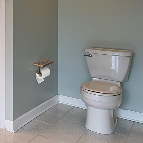 Toiletrolhouder met opbergvak, toiletrolhouder om in te boren, wandbevestiging, toiletrolhouder in antieke en vintage stijl voor de badkamer