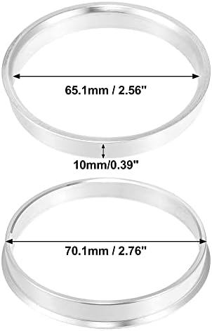Set van 4 70,1 mm wielnaaf-centreerringen van aluminiumlegering 65,1 mm