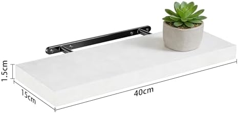 Wandplank, set van 3 zwevende planken, witte wandplanken, 40x14,8x1,5 cm, CD-DVD-plank, boekenplank, moderne decoratieve planken voor kantoor, woonkamer, slaapkamer
