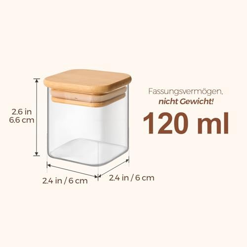 Vierkante kruidenpotjes, 12 x 120 ml, glazen kruidenpotjes met bamboedeksel, luchtdichte kruidenpotjes met 54 etiketten, voor kruiden, specerijen, kruidenrek, lade en