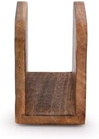Servethouder van mangohout met gebrand afwerking voor de keuken, staande papieren servethouder voor thuis, feesten, restaurants, hotels, cafés, bars (14 cm x 6,3 cm x 10,2 cm)