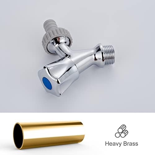 Apparaatkraan 1/2 inch wandaansluiting, 3/4 inch uitlaat (voor aansluiting op wasmachine/vaatwasser), terugslagklep, zilver