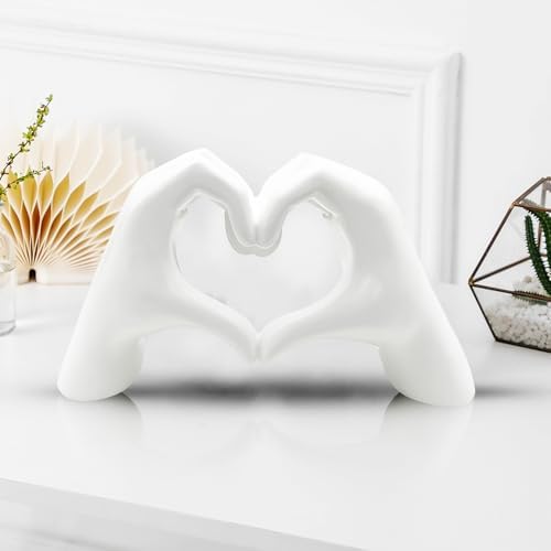 Hartvormig handbeeldje, hart-hand-sculptuur, liefdesvinger-decoratie, hart-handen-beeldje, gebarenbeeldjes en sculpturen, romantisch beeldje, woonaccessoire