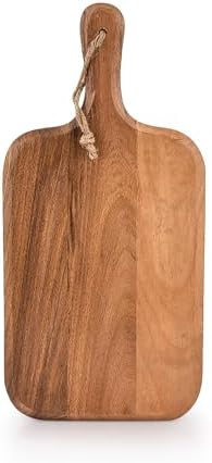 Snijplank van acaciahout voor vlees, kaas, brood, groenten en fruit met handgreep, 15" x 7"