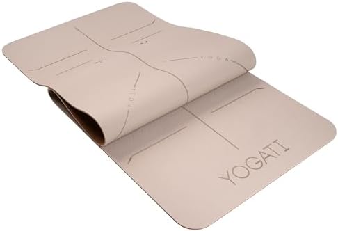 Yogamat antislip, vrij van schadelijke stoffen, met draagriem. Yogamat met uitlijningslijnen. Ideaal als gymnastiekmat, sportmat, fitnessmat,