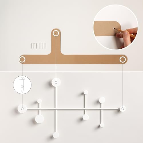 Wandkapstok, minimalistisch design uit Berlijn, moderne metalen kapstok voor aan de muur, wit