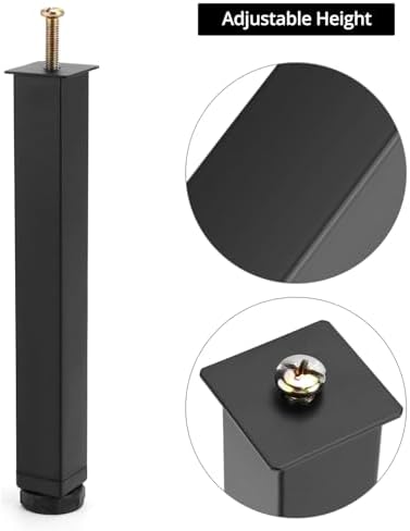 4 stuks meubelpoten, verstelbaar, steunpoten voor meubels, vierkante stalen bedpoten, zwart