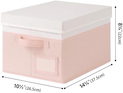Opbergdozen met stoffen deksel, set van 3 Opbergdozen met deksel voor kasten, roze opbergdozen met deksel, opbergmand voor kledingkasten, opvouwbare organizer