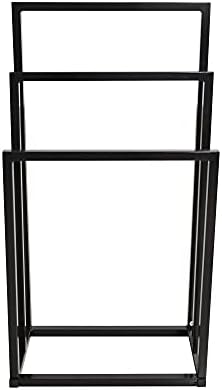 Vrijstaande handdoekhouder, 3-laags organizer voor badkamer en handdoeken, badkameraccessoires, zwart