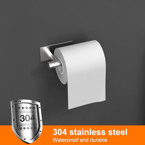 Zelfklevende toiletrolhouder, toiletrolhouder, zonder boren, toiletrolhouder, roestvrij staal, one size, grijs