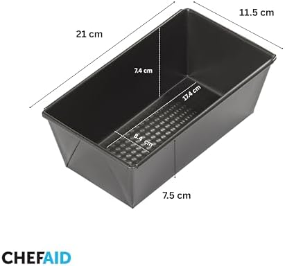 Kastvorm 900 g, rechthoekige broodvorm van koolstofstaal met antiaanbaklaag voor brood en cake. Geschikt voor koelkast en vriezer, zwart, 21 x 11,5 x 7,5 cm