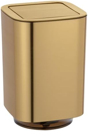 Auron Gold afvalbak met scharnierend deksel 5,5 liter kunststof cosmetica-bak met afneembaar deksel