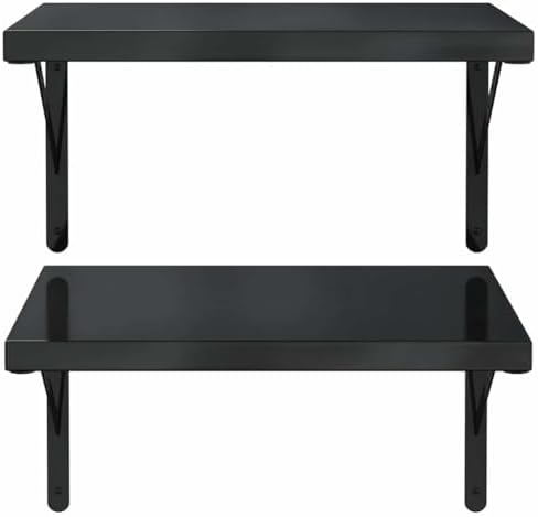 Wandplanken 2 stuks 50x40 cm Zwart Roestvrij staal, zwevende plank, hangende plank, wandplank, plank, plankblad, cd-plank, dvd-plank