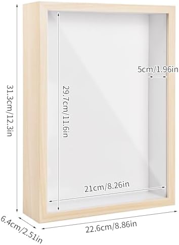 3D-fotolijst om te vullen, objectlijst, diep om te vullen, diepe fotolijst om te vullen, houten fotolijst voor gedroogde bloemen/knutselwerk (wit)