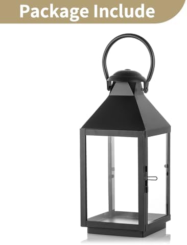 Graflantaarn, weerbestendig grafornament: 28 cm zwarte buitenlantaarns voor buitengebruik, metalen lantaarns, binnen- en tuinkaarsen, urn, graf, groot graf