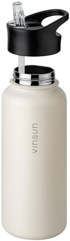 Set vervangende deksels voor roestvrijstalen drinkflessen met een diameter van 57 mm – rietjes geschikt voor 500 ml, 750 ml, 1000 ml – lekvrij met reinigings