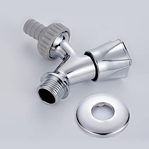 Apparaatkraan 1/2 inch wandaansluiting, 3/4 inch uitlaat (voor aansluiting op wasmachine/vaatwasser), terugslagklep, zilver