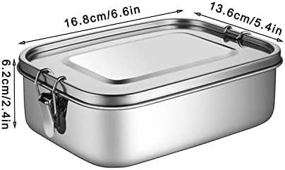 Rechthoekige broodtrommel, broodtrommel met scheidingswand, vershouddozen, lekvrij, roestvrij staal, lekvrij, lunchbox, broodtrommel van roestvrij staal