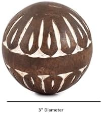 Witte decoratieve bollen van mangohout, set van 3, voor de woonkamer, eettafeldecoratie, woonaccessoires, 7,6 x 7,6 x 7,6 cm