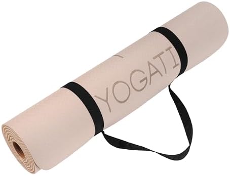 Yogamat antislip, vrij van schadelijke stoffen, met draagriem. Yogamat met uitlijningslijnen. Ideaal als gymnastiekmat, sportmat, fitnessmat,