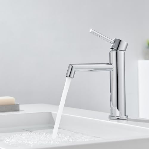 Wastafelkraan, chroom, badkamerkraan met koud/warm water, moderne eengreepsmengkraan van roestvrij staal voor badkamer, gastentoilet, spo