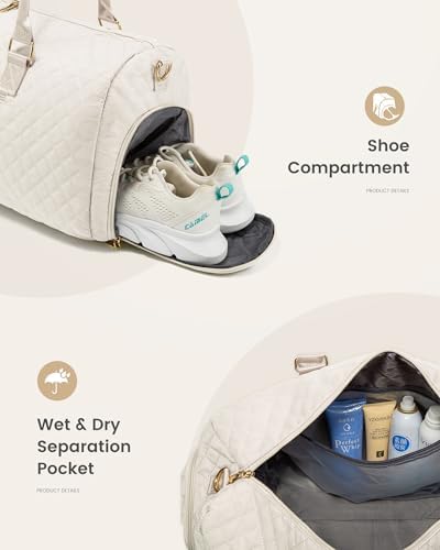 Reistas, sporttas, voor dames, weekendtas, reistas, geboorte, met toilettas, schoenenvak en natvak, waterdichte sporttas, handbagage voor vliegreizen