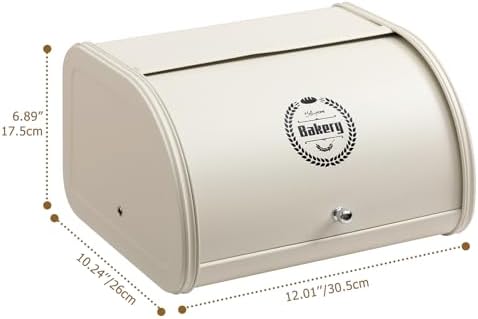 Broodtrommel met roestvrijstalen behuizing, metalen broodtrommels voor de keuken, broodbewaarbak met oprolbare broodtrommel, eenvoudig op te bergen broodtrommelhouder Li